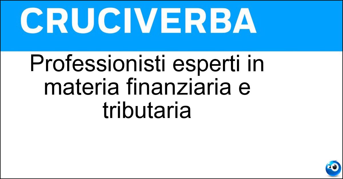 Professionisti esperti in materia finanziaria e tributaria Professionisti esperti in materia finanziaria e tributaria