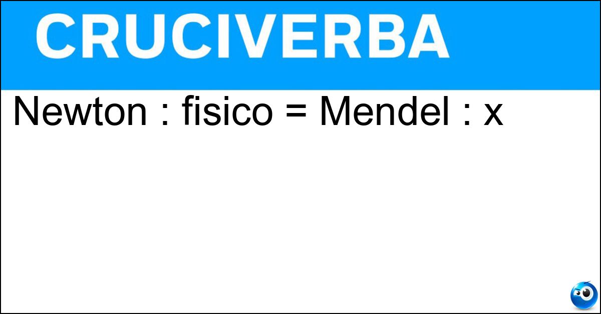 Newton : fisico = Mendel : x Newton : fisico = Mendel : x