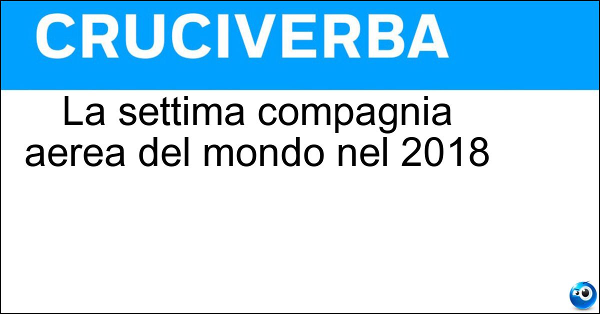 La settima compagnia aerea del mondo nel 2018 La settima compagnia aerea del mondo nel 2018