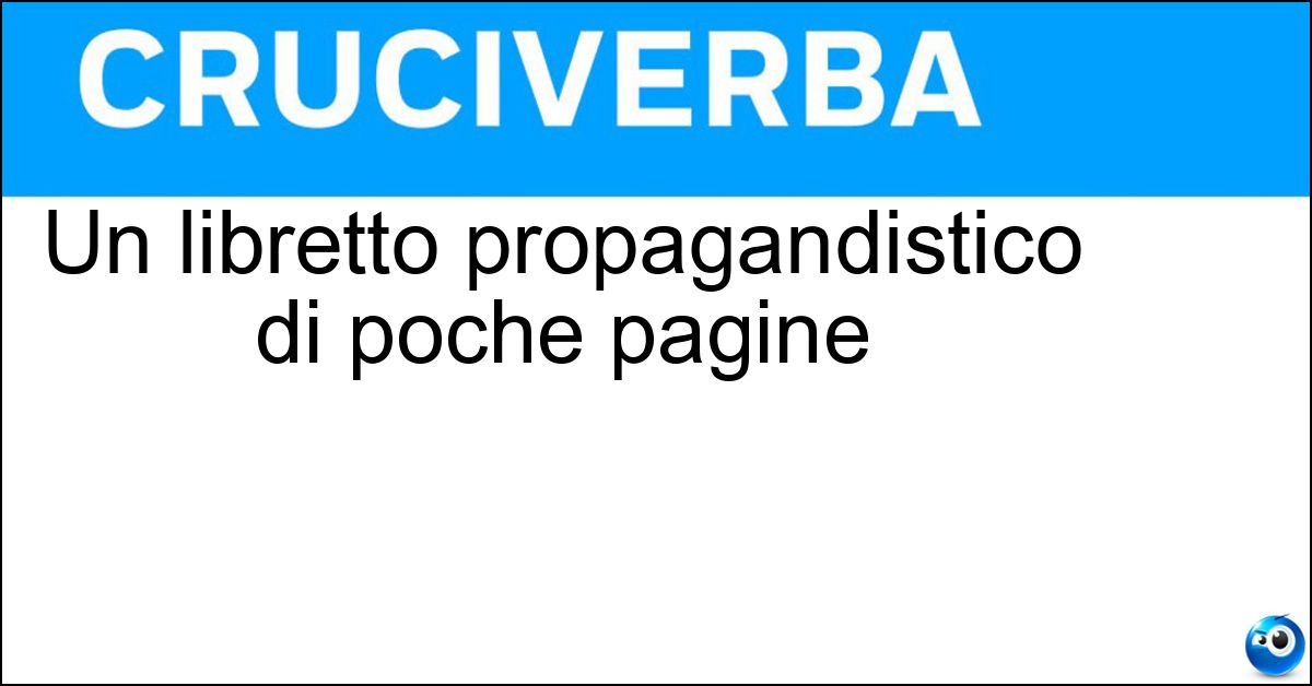 Un libretto propagandistico di poche pagine