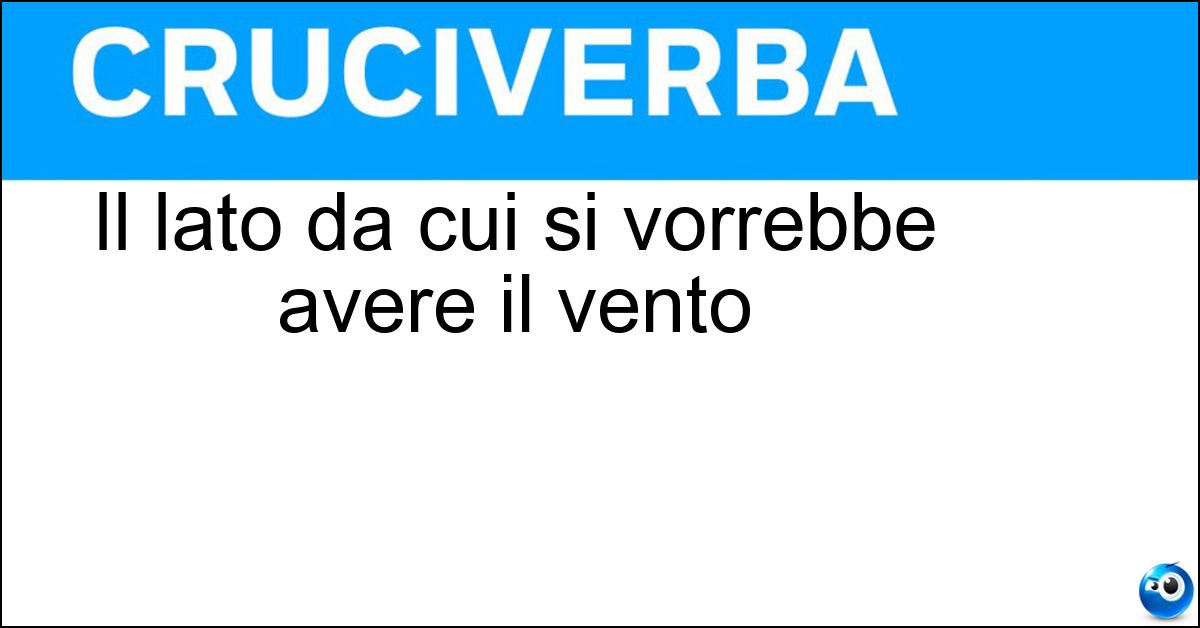 Il lato da cui si vorrebbe avere il vento Il lato da cui si vorrebbe avere il vento